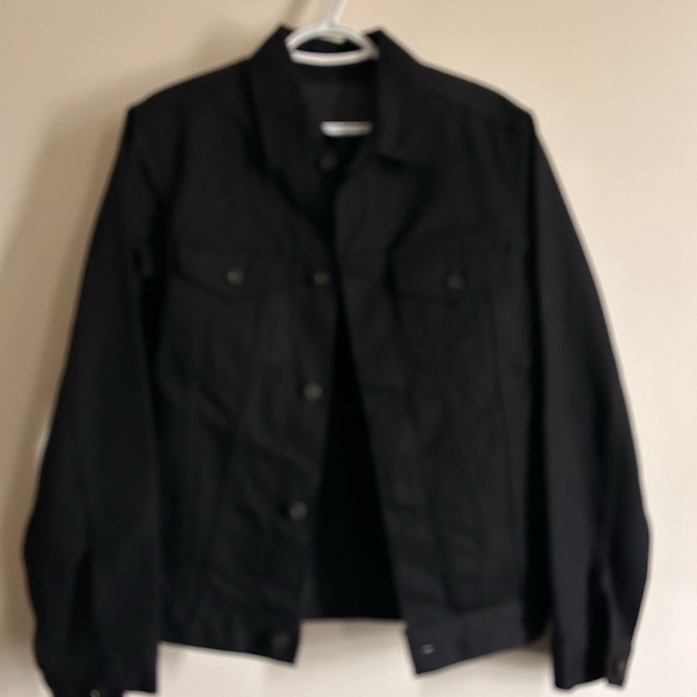 Naked & Famous solid blk selvedge denim jacket